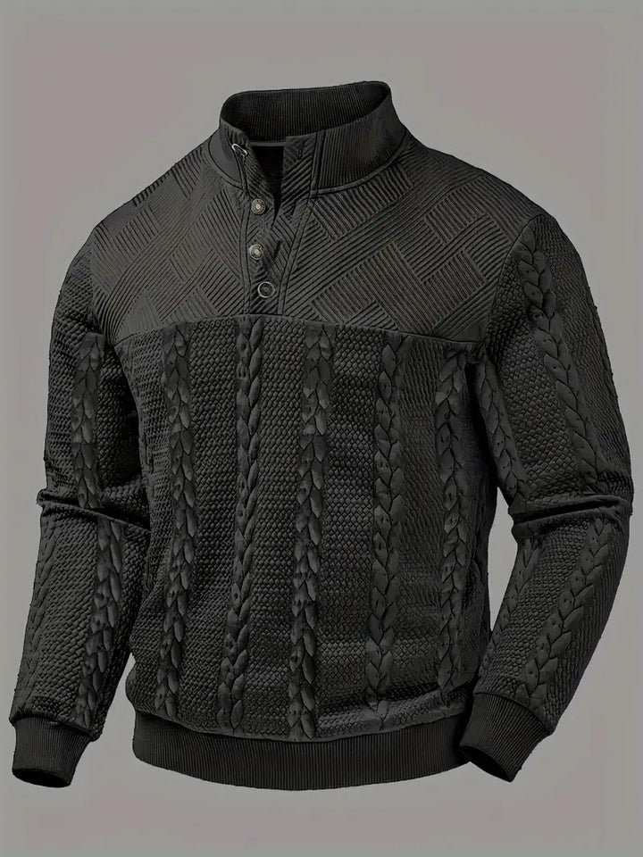 DAWSON – LONG SLEEVE HENLEY SWEATER WITH STRIPES