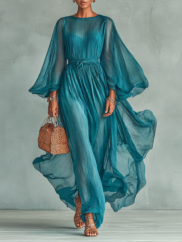 JOILENE – LONG SLEEVE CHIFFON DRESS